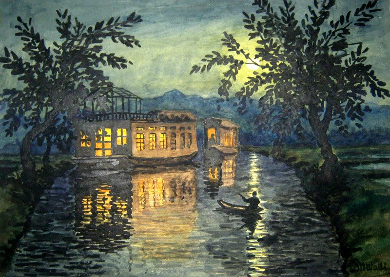 House Boat in the Moonlight