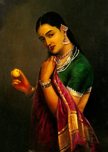 Lady With a Fruit by Raja Ravi Verma