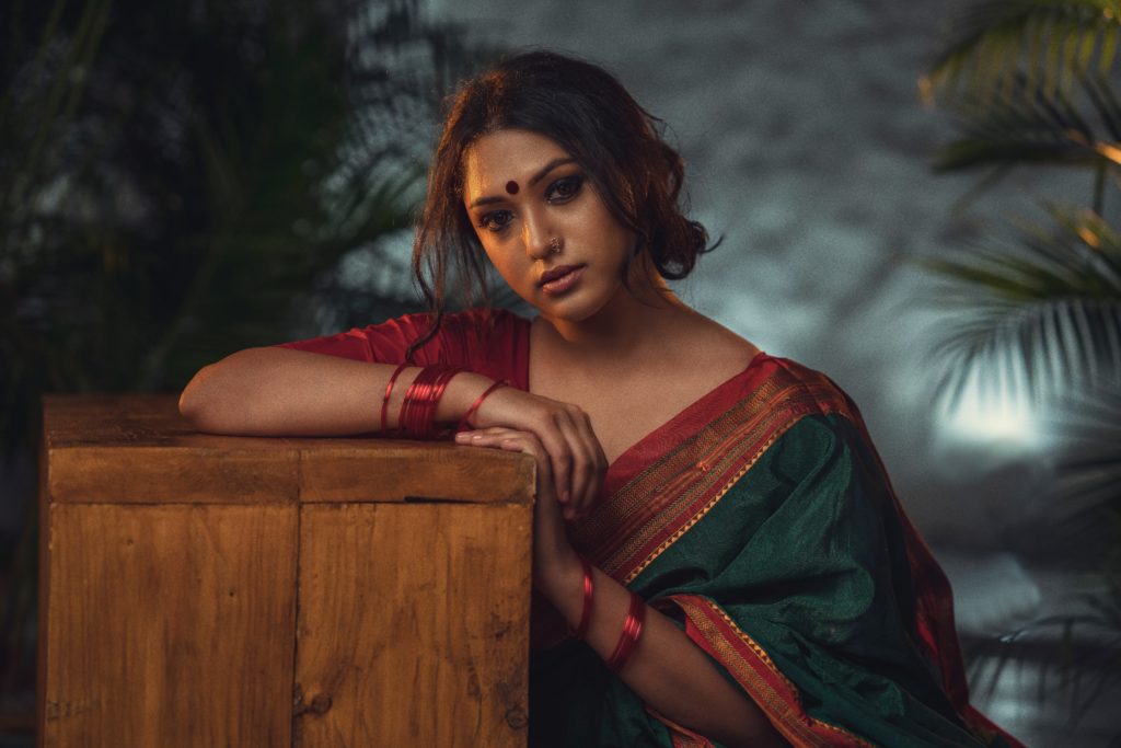 Woman in Green Saree